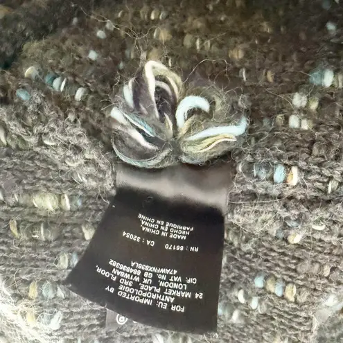 MOTH x ANTHROPOLOGIE | Keavy Jacquard Jacket Sweater Greens Blues Grays | Medium Blue