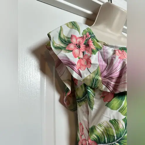 Kona Sol New Tropical Women’s Floral Ruffle One Piece Swimsuit Bathing Suit XL