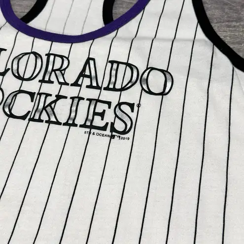 5th & Ocean Colorado Rockies Racerback Tank Top Juniors M White Cotton MLB