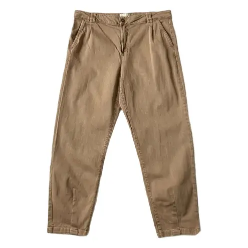 Sézane Sezane Manu Wide Leg Low Rise Pleated Trousers in Coffee Tan Size 46 FR 14 US