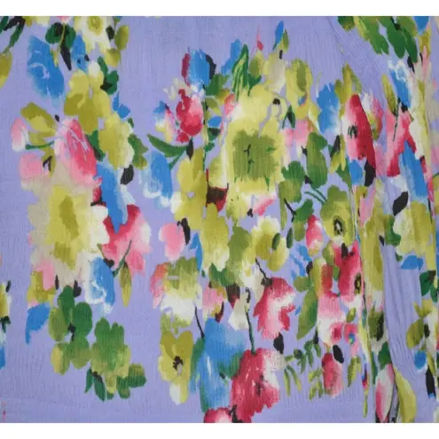 Valerie Stevens Ladies XL Purple Floral Long Sleeve Ruffle Blouse Top Tunic