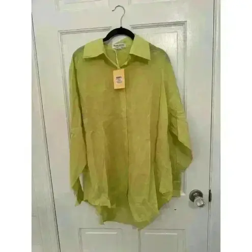 Charlie Holiday  Anthropologie Yellow/Green‎ Maple Shirt size S/4 NWT