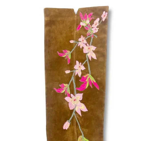 Ash Jess Russet Suede Over the Knee Boots Floral Embroidery Flat Riding EU 40