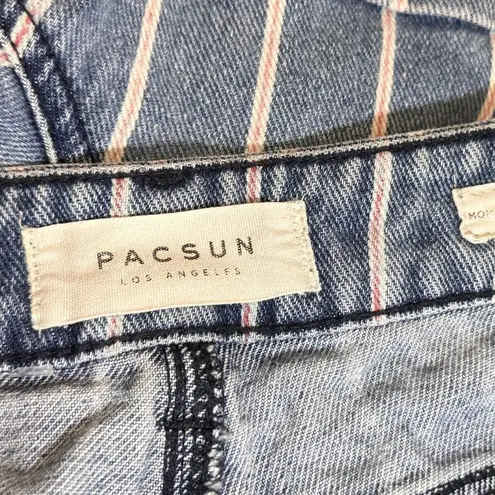 PacSun  High Waist Firework Stripe Denim Sewn Cuff Mom Short