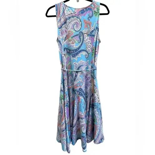 Ralph Lauren Lauren Ralph‎ lauren blue paisley pattern sleeveless midi dress Size Large