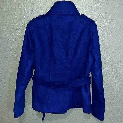 Black Rivet Blue Pea Coat / lined jacket / coat / pea coat / belted coat