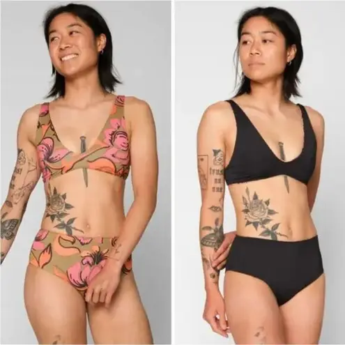 New! Set! Seea Brasilia Reversible Bikini Top and Bottom , Freya, size XS Green