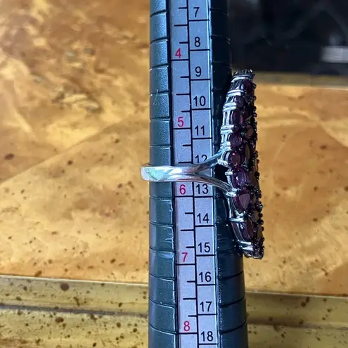 Natural Rhodolite Garnet Sterling Silver Cocktail Ring Size 5.75 Purple