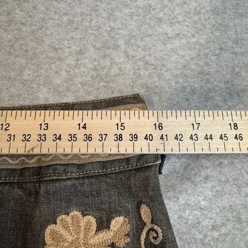 Willi Smith Vintage Y2K Skirt Womens 8 Blue Jean Pink Embroidered Hippie Boho