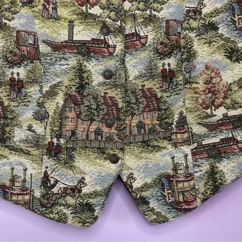 Karen Scott Vintage Tapestry Vest Sleeveless Button Front Size Large