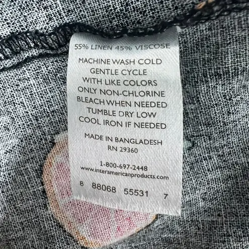 Dip Dress Womens XL Novelty Fruit Print Linen Tropical Beachy Travel Vacation Black