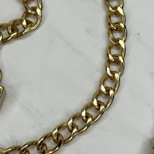 Cream Woven Gold Tone Metal Chain Link Belt One Size ✨