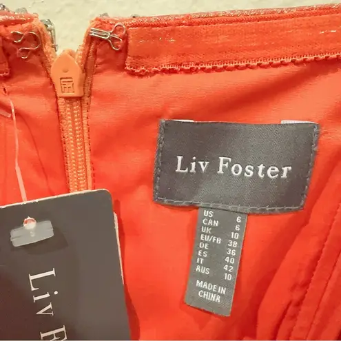 Liv Foster Metallic Poplin Sleeveless A Line Gown Rust Size 6 NWT Wedding Prom Red