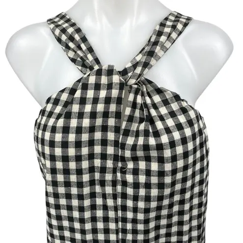 Heartloom Black White Gingham Check Plaid Sleeveless Halter Mini Tank Dress Sz M