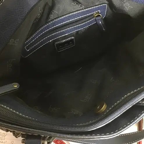 boc Navy Blue Leather Satchel Handbag EUC (some flaws);