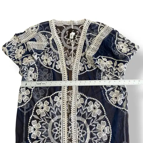 Janice Apparel NWT Vintage Style Navy Blue Embroidered Lace Kimono OS Boho Blue Size undefined