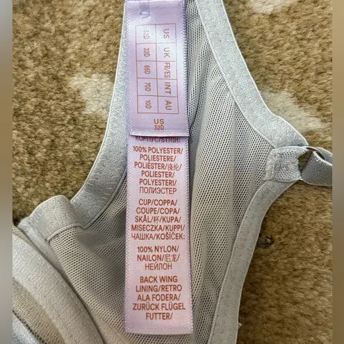 Savage x Fenty NWT Pleated Lamé unlined bra silver ruffle bow women’s size 32D