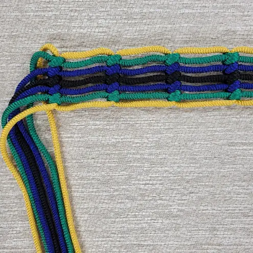 VTG Yves Saint Laurent Trimmings Woven Rope Belt Womens Statement Fringe Boho Yellow