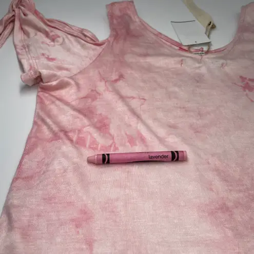 Moral Fiber Pink Tie Dye V-Neck Cold Shoulder Top Small NWT