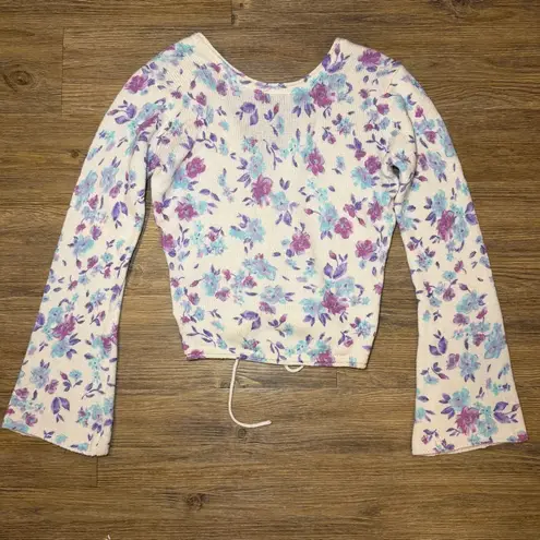 Saltwater Luxe Purple and Blue Vittoria Floral Sweater Medium