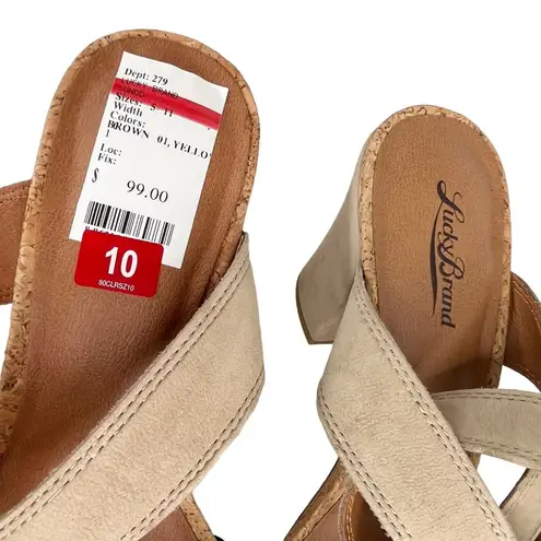 Lucky Brand  Sundo Ankle Strap Block Heels 10 Blue Tan New