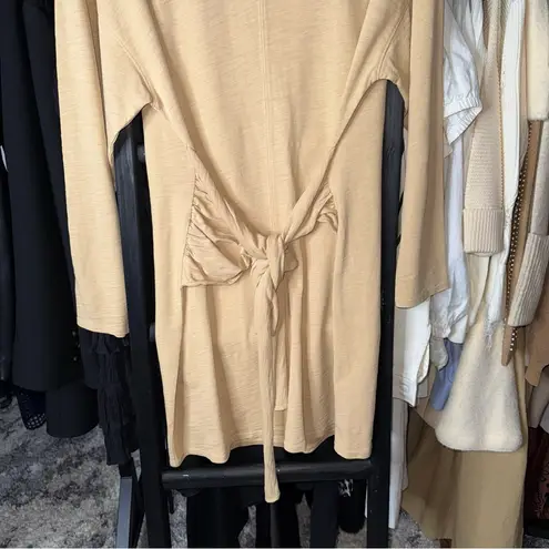 Nation Ltd Gloria Wrap Tie Mini Dress in Warm Sand Cotton