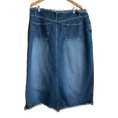 Carolina Blues Women Jean Midi Skirt 20 Blue Distressed Western Cowgirl Denim