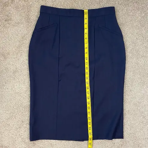 Hugo Boss BOSS by Wool Pencil Skirt Womens Size 8 Navy Blue Corpcore Work