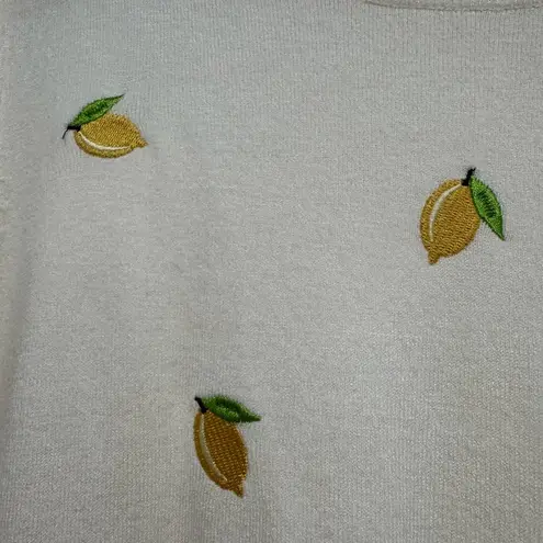 Downeast Cream Knit Embroidered Lemon π Top