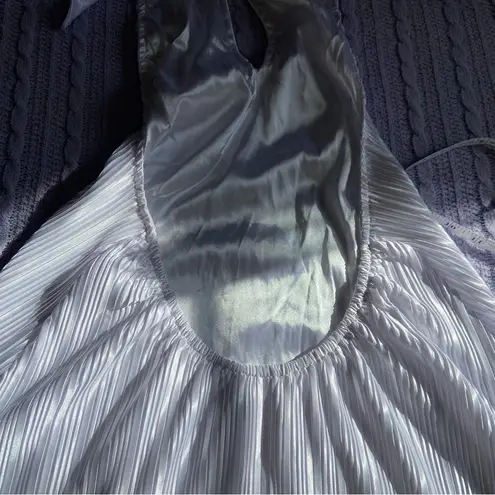 Lulus NWOT  Pretty Aura White Satin Plisse Mock Neck Mini Swing Dress