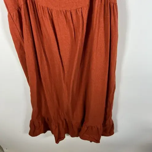 Urban Renewal Sz Small Orange 100% Linen Sleeveless Babydoll Dress Boho Flowy