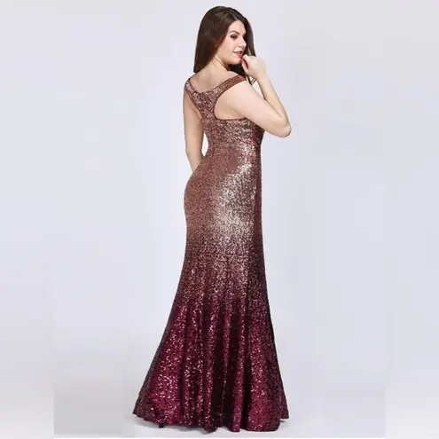 Ever Pretty Women Sparkling Gradual Champagne Gold Sequin dress size 10