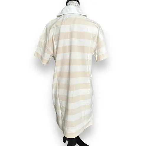 Everlane New  Organic Cotton Polo Short Sleeve Dress Cashew Tan White Medium
