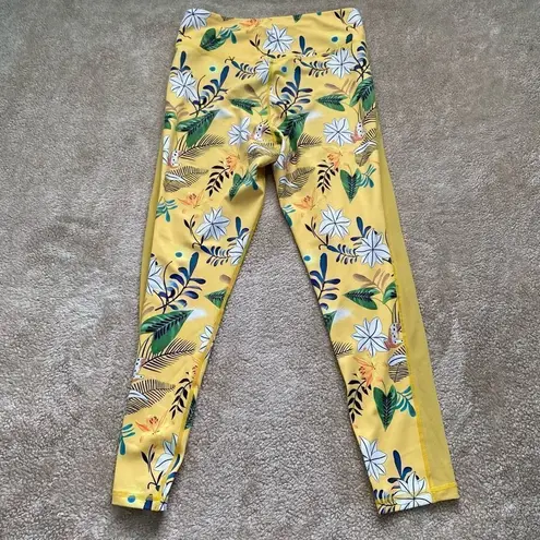 Zyia Active Women’s Yellow Mesh Floral Leggings
