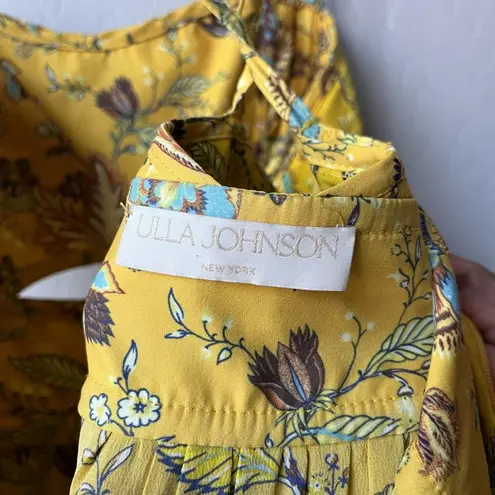 Ulla Johnson Dress Silk Floral Josanna Yellow Cut Out Midi Gown Size 6