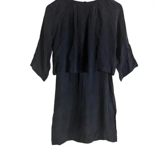 Apiece Apart Navy Blue Tasseled Short Sleeve Overlay A-Line Mini Dress Size 0 - Image 5