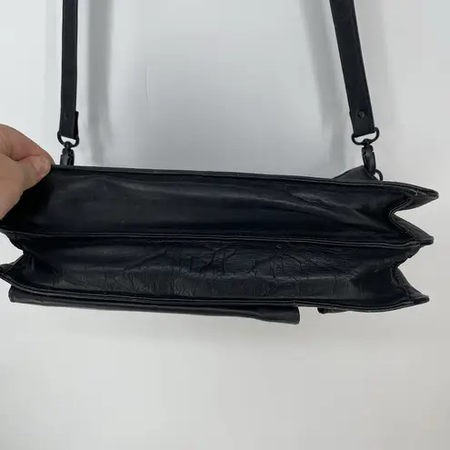 Piel Leather Brief Case Laptop Shoulder Bag Black