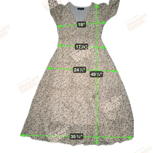 Cream Floral Tiered Sundress with Bishop Sleeves Size M