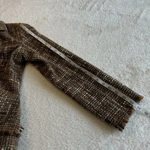 Perry Ellis Tweed Blazer Jacket Womens Sz 12 Brown Wool Blend Preppy Career Work