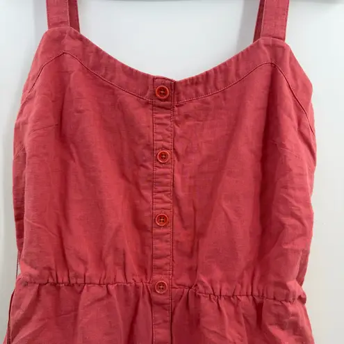Pact Canopy Picnic dress womens size Small linen blend belted pockets smocked Pink