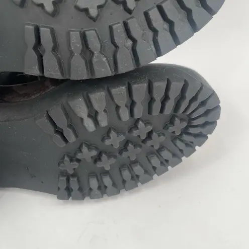 LINEA PAOLO Tate Boots Size 8.5 Metallic Camo Silver Lug Sole Black Stretch NEW