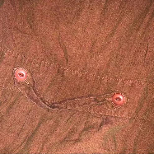 Flax  brown maxi button down dress long sleeve linen casual boho classic fall L - Image 7