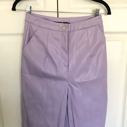 Missguided NWT Lilac Purple Tall Vegan Leather Straight Leg Pants Size US 6