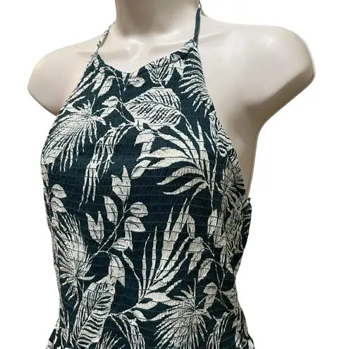 Patrons of Peace Fern Print Smocked Halter Peplum Top Green White Women’s Large