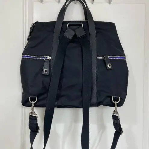 Henri Bendel Black Jetsetter Nylon Convertible Tote Bag Silver Hardware Handbag