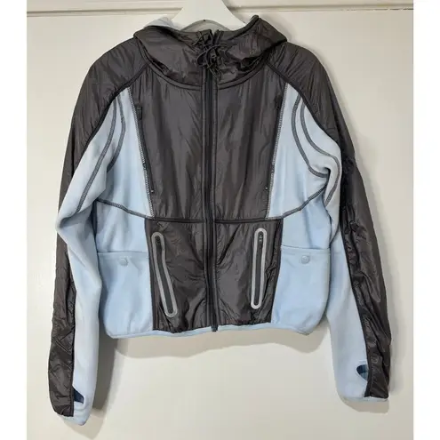 Free People  Go The Distance Fleece Jacket Powder Blue Grey Size Small NWT Active
