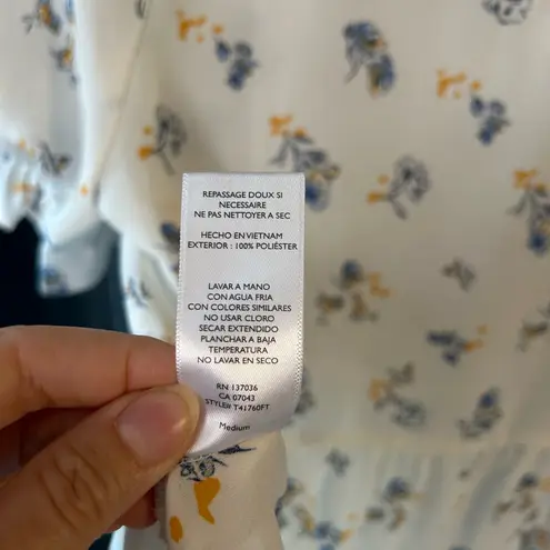 Paper Crane NWOT  Baby Doll Ivory Floral Print Short Sleeve Blouse | Women’s Sz M