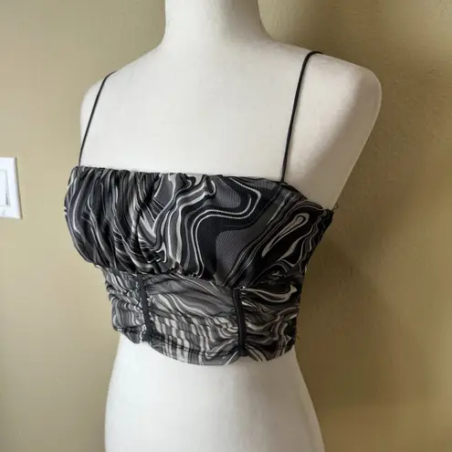 Garage Sheer Crop Top Grey Print Size Small Camisole Tank Top