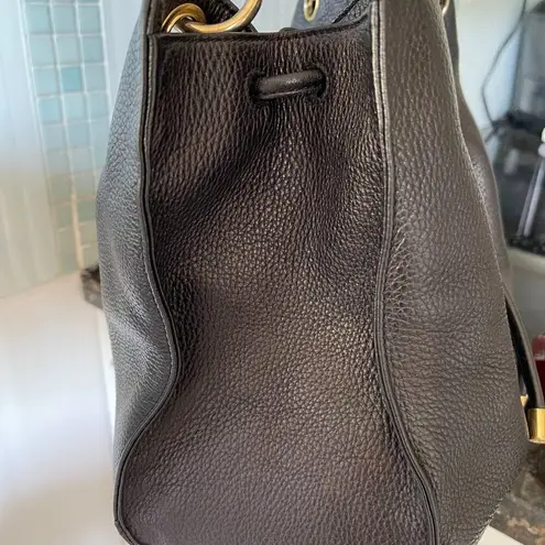 MCM Germany Black Shoulder Bag w Gold Accents