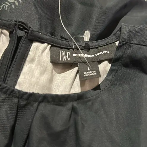 NEW INC INTERNATIONAL CONCEPTS Linna Garden Cutout Printed Dress Black Size L